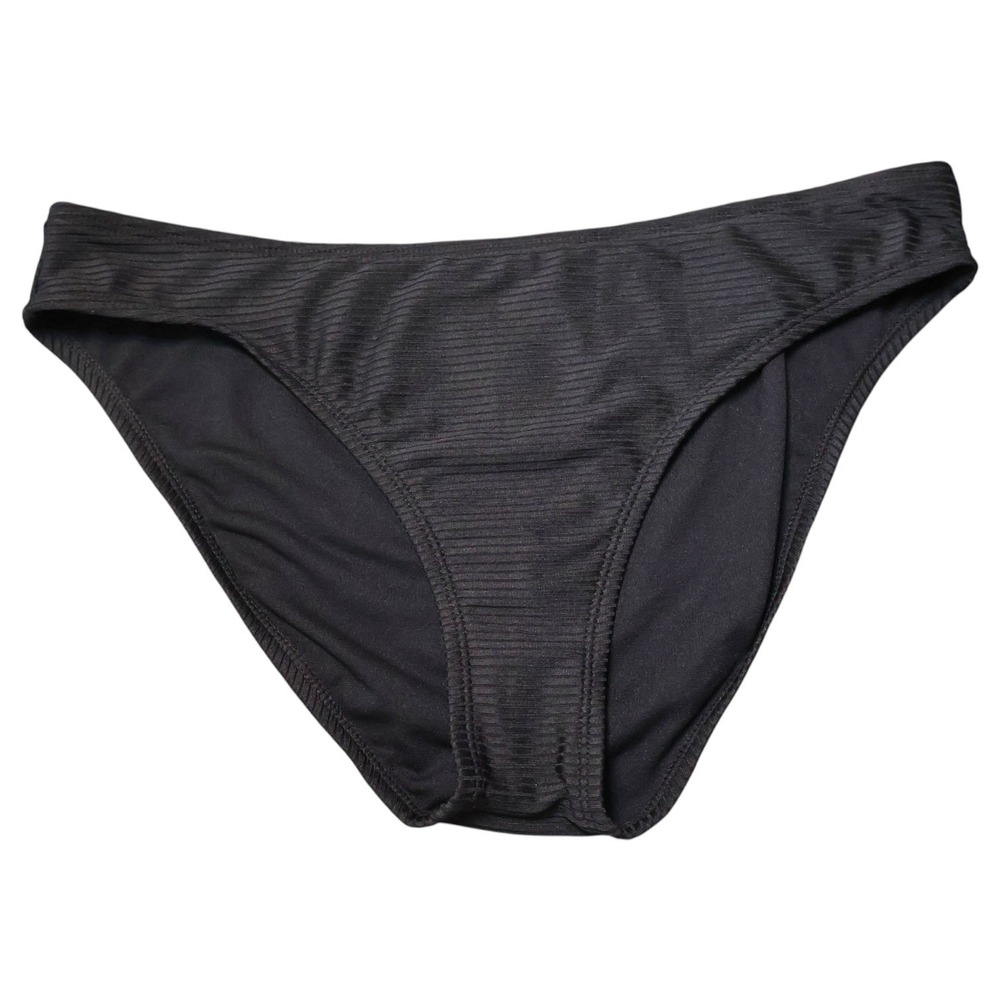Hula Honey Black Ribbed Hipster Bikini Bottom XL Classic Basic Swim NWT